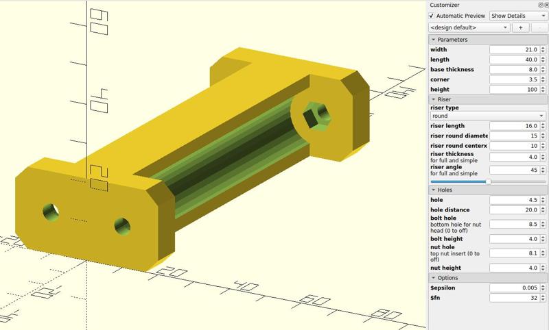 Parametric riser two hole