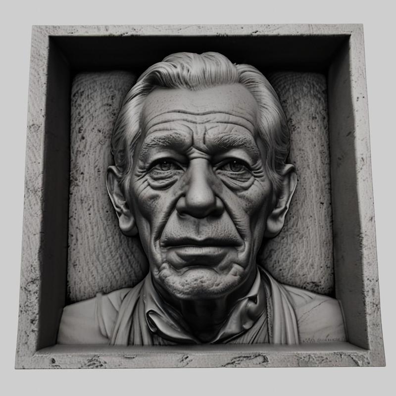 Ian McKellen head relief actor