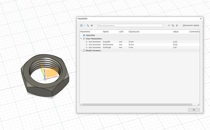 Customisable Parametric Nut for M10 Pneumatic PTFE connector