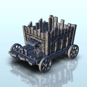 Wooden cart on wheels with barrels 1 - Hobbit medieval scenery terrain wargame