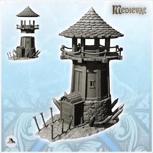 Watchtower with walkway and access door (5) - DnD Wargaming Medieval War of the Rose Saga