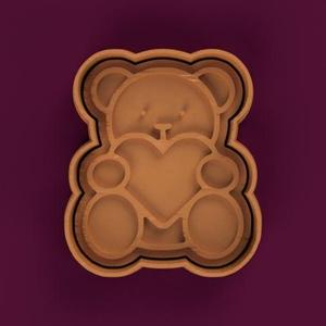 cortante + estampa de oso con corazon / bear with heart cutter + stamp