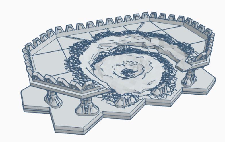 Ruined Large Landing Platform with Hex Base MilRHB002