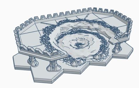 Ruined Large Landing Platform with Hex Base MilRHB002