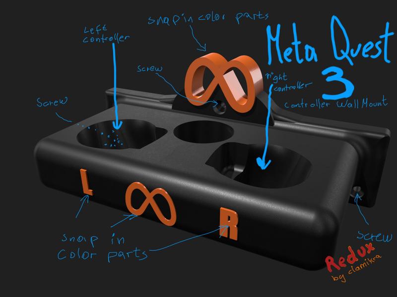Meta Quest 3 Controller Wall Mount (Simple Redux Version)