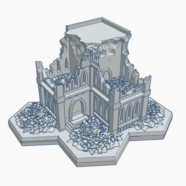 Gothic Ruined Building 10 with Hex Base GRHB010