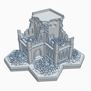 Gothic Ruined Building 10 with Hex Base GRHB010