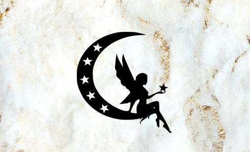 Fairy on the moon flowers wall decoration wall mural picture mascot wall art
