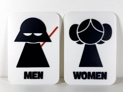 Star Wars Bathroom Signs Darth Vader & Leia