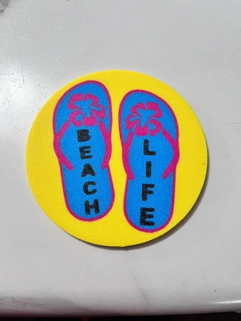 Beach life with flip flops coaster