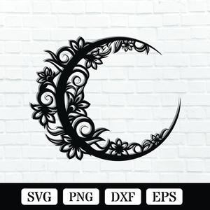 Floral Moon Metal Wall Art Laser Cut Files