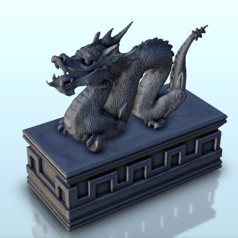 Statue of dragon on carved base 6 - Asia Terrain Clash of Katanas Tabletop RPG terrain China Korea