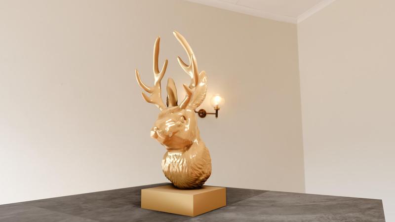 jackalope head bust statue stl