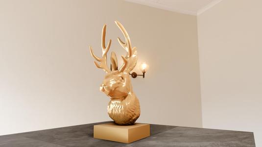 jackalope head bust statue stl