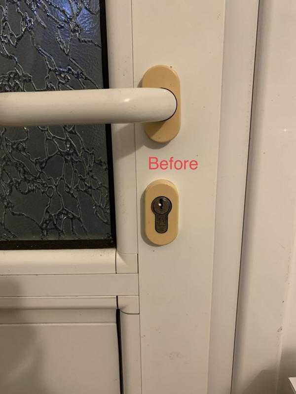 Door lock and handle cover for Domus lock