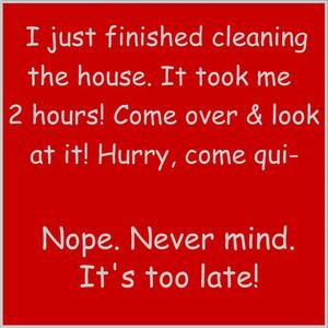 Cleaning the house sign