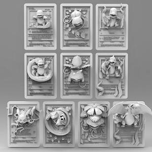 Starter Pokemon and Evolutions + Pikachu Set of 10; 3D Cards