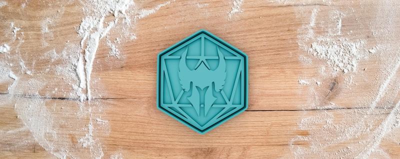Paladin dice cookie cutter from Dungeons and Dragons