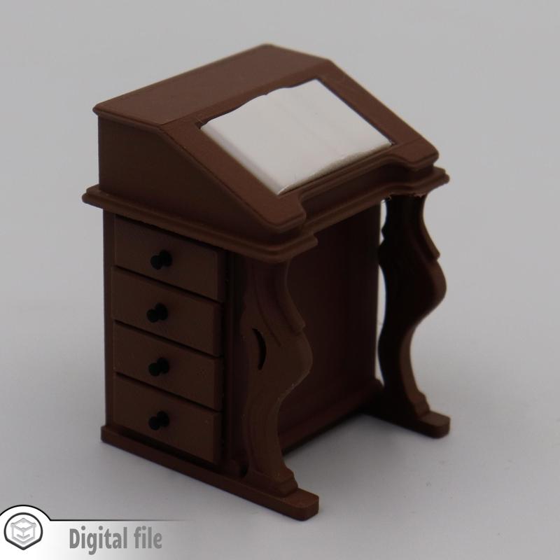 1:12 miniature Vintage Davenport Captains Artist desk Victorian style inspired 8 drawers