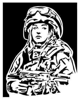 Girl Soldier stencil