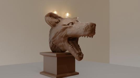tasmanian tiger dog barking head bust