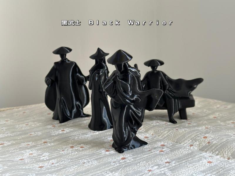 Chinese Ancient Style Swordsman Dark Warrior 4-Piece Collection Desktop Ornament Decoration