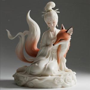 905 Fox Spirit Woman in Pu Song Ling Style, beast, magic, creature, fantasy, wood, base, sword, warrior, wild, cat, monster, fox, godzilla, fair, witch, werewolf, horror, beast, gothic, troll