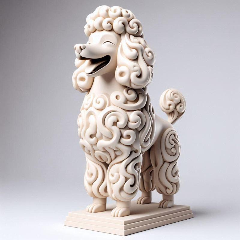 457 Laughing Poodle Totem - Full-Body 3D Model, creature, magic, collectible, witch, dinosaur, wooden, knight, viking, dragon, dnd, cat, monster hunter, dog, monster, totem, totemic