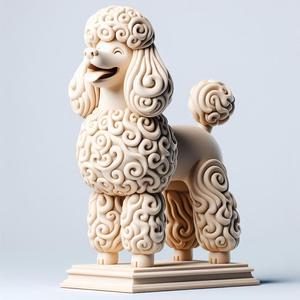 546 Laughing Poodle Totem - Full-Body 3D Model, creature, magic, collectible, witch, dinosaur, wooden, knight, viking, dragon, dnd, cat, monster hunter, dog, monster, totem, totemic