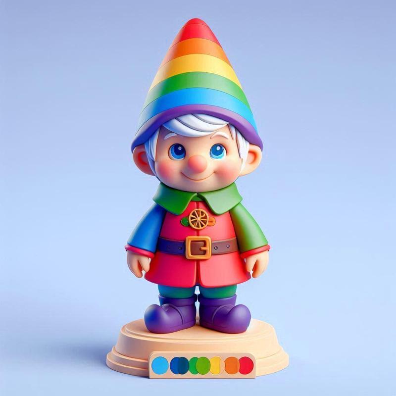 1047 Fairy Tale Gnome - Color Full-Body Figurine on Base, magic, creature, fantasy, wood, faun, gorgon, warrior, wild, fox, monster, cat, dog, fair, witch, werewolf, horror, beast, gothic, troll