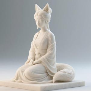 318 Fox Spirit Woman in Pu Song Ling Style, statue, 3d print, magic, collectible, creature, dinosaur, sculpture, bear, monkey, witch, fairy, serpent, cat, fantasy, art, wooden, dragon