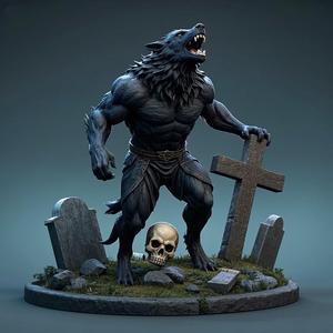 1825 COLORFUL Werewolf Howling - 3D Model, beast, magic, creature, fantasy, wood, base, sword, warrior, wild, cat, monster, dog, godzilla, fair, witch, werewolf, horror, beast, gothic, troll