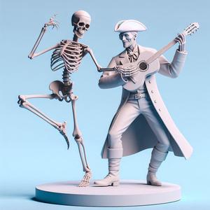 1487 Dancing Skeleton and Guitarist Duo - Ivory 3D Models, magic, dragon, fantasy, wood, gnome, gorgon, warrior, wild, fox, monster, cat, fair, witch, werewolf, horror, beast, gothic, troll, skeleton dance