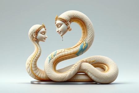 1545 Color 3D Model of a Dancing Two-Headed Snake Woman in Indian Style, magic, dragon, serpent, wood, gnome, gorgon, warrior, wild, fox, monster, cat, fair, witch, werewolf, horror, beast, snake, troll, skeleton dance