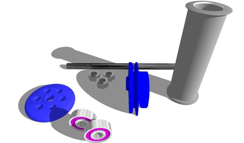 CUBICON STYLE SPOOL-HOLDER, BEARINGS, M8 THREADED ROD