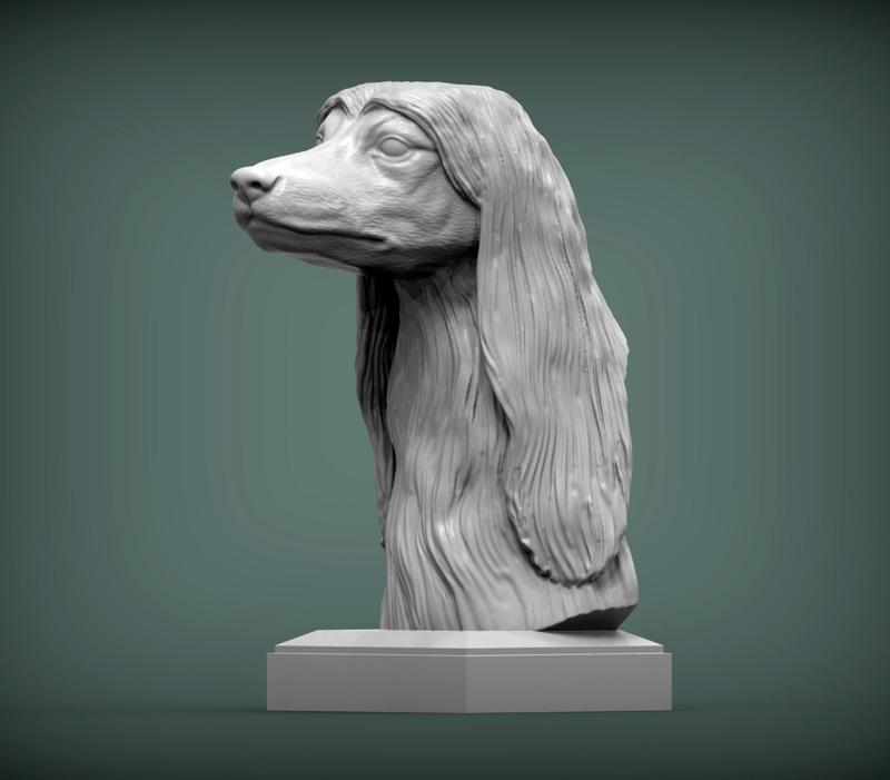 Afghan hound bust 3D print model