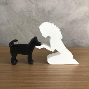 GIRL AND her DOG(wavy hair) FOR 3D PRINTER OR LASER CUT