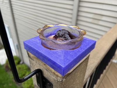 Bird dish feeder deck cap