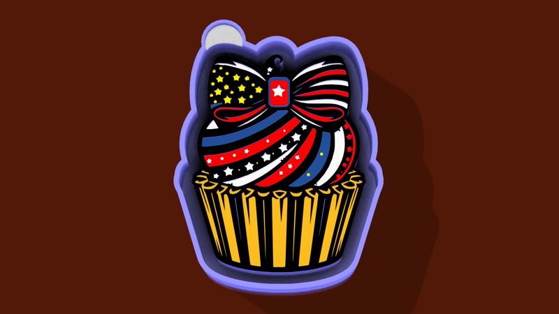🧁🇺🇸 All-American Cupcake – Freshie, Keychain, Resin & Candle Mold