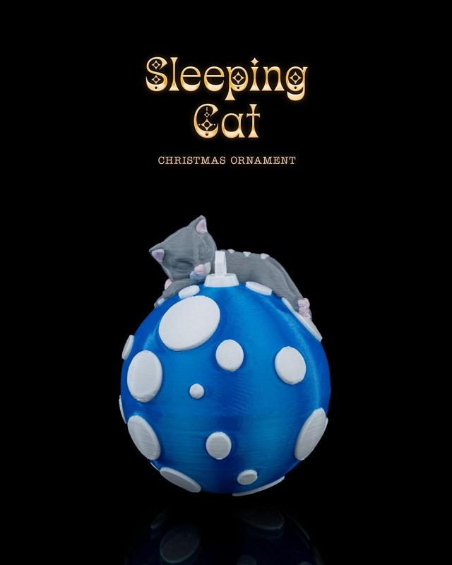 Sleeping Cat Christmas Ornament