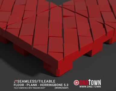 Floor - Plank - Herringbone 05.3 (WORN/DEEP) - 3D Modular Dungeon Tile - DnD Town Minis (www.dnd.town)