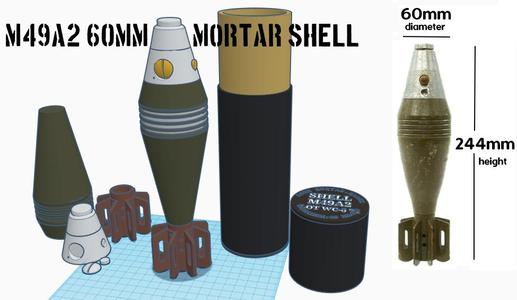 WWII US 60mm M49A2 HE mortar round