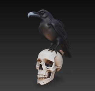 PUMPKIN WITH CROW