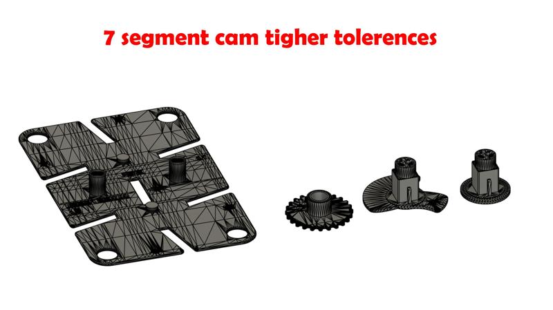 Mechanical 7 segment display with tighter CAM tolerences