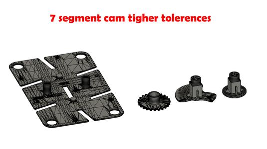 Mechanical 7 segment display with tighter CAM tolerences