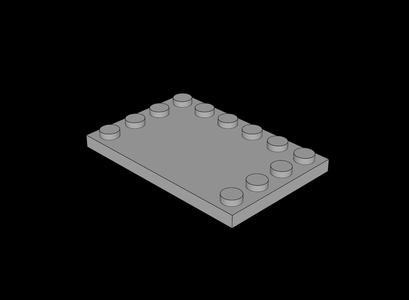 Lego Compatible (6180.dat) Plate  4 x  6 with 12 Studs on Three Edges