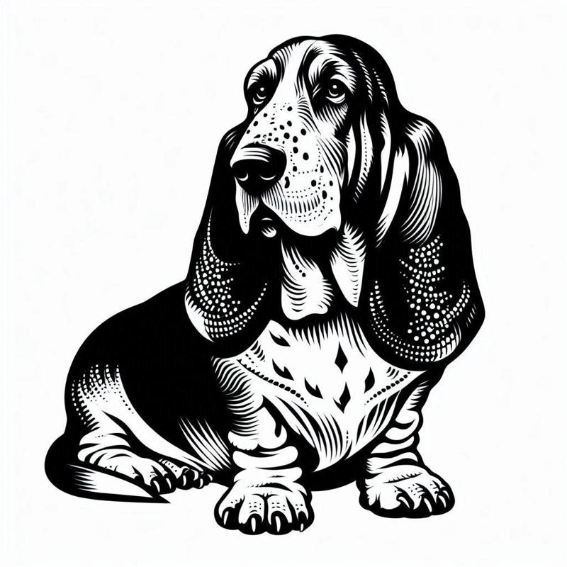 Wall art: Basset hound 3 (two colours)