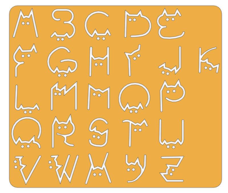 Cat Alphabet Drawing Template (fusion360)