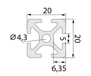 Alu Profil Abdeckung 20 x20 Nut 5