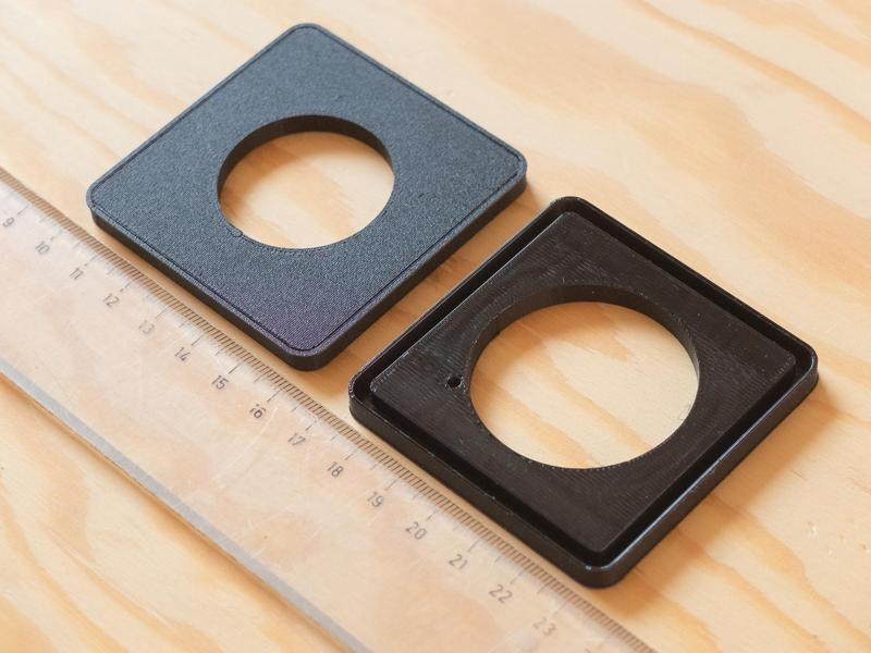 Lens board for 'Baby' Graflex 2x3, Copal 0 and Copal 1 holes